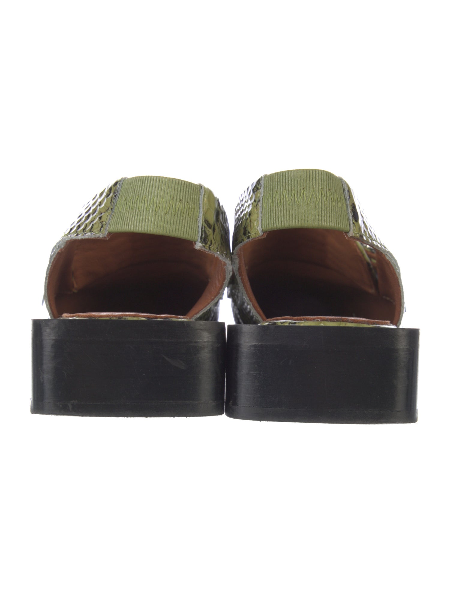 Ganni Python Animal Print Slingback Flats